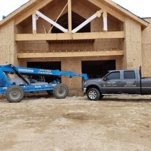 front of new construction for retail business